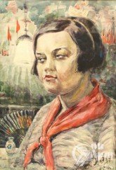 Акварель "Пионерка"